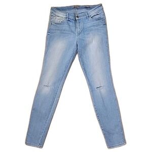 Guess Women's Light Wash Distressed‎ Knee Skinny Jeans Curve X